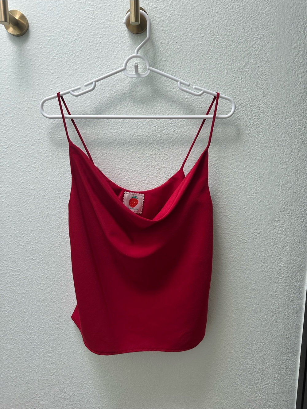 Handmade Red Cowl Neck Satin Camisole